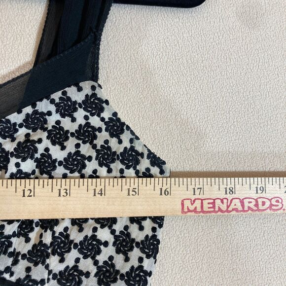 Ann Taylor Silk Tank Women's 2 Black Roses Y2K Babydoll Boho Festival Coquette - Picture 2 of 9